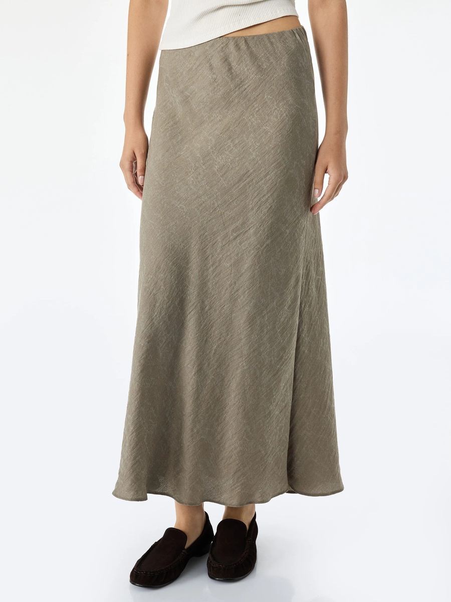 Brown A-Line Midi Skirt