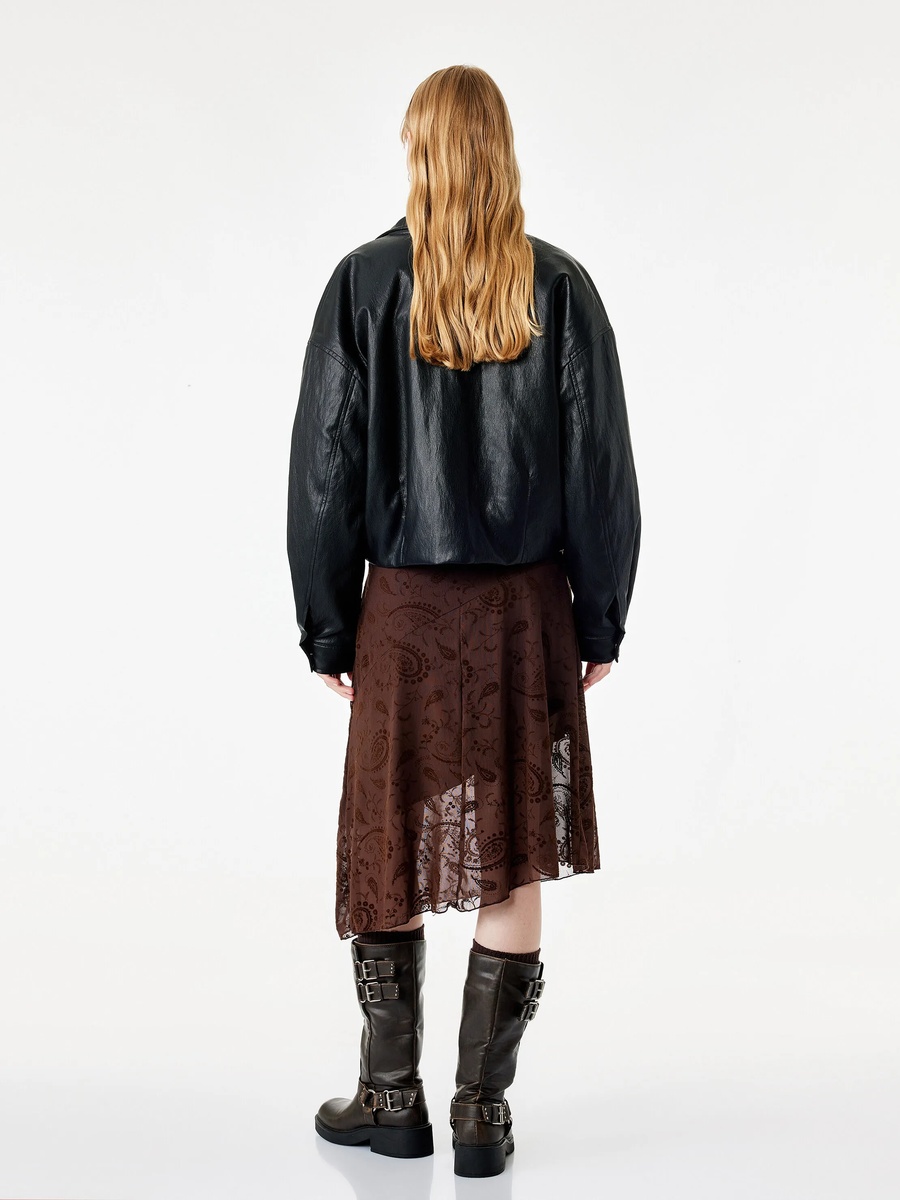 Brown Paisley A-Line Midi Skirt