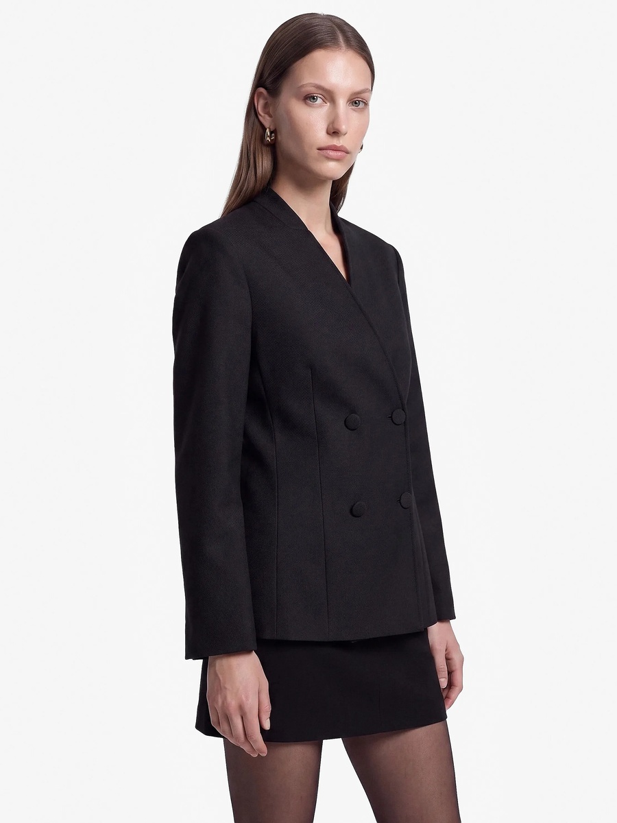 Elegant Black Double-Breasted Blazer for Women