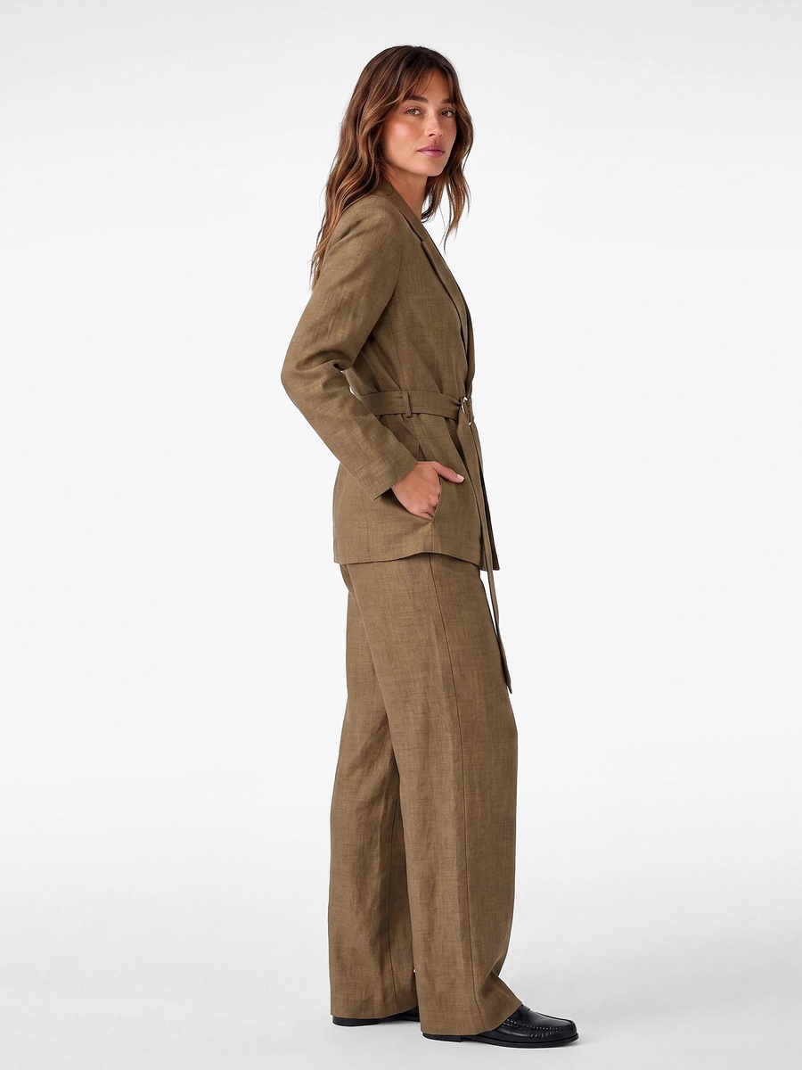 Khaki Regular Fit Belted Blazer
