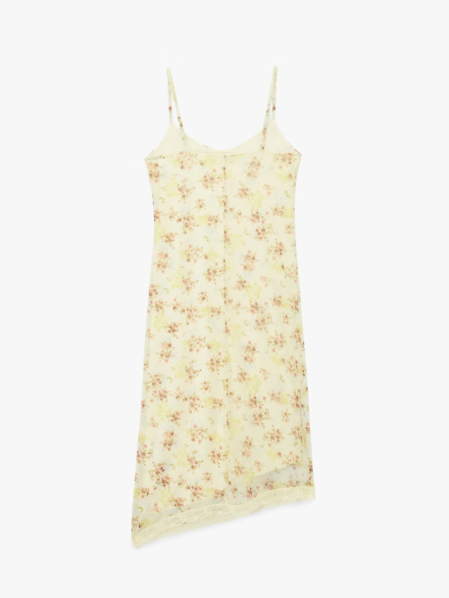 Yellow Floral Sheath Midi Dress for Daytime