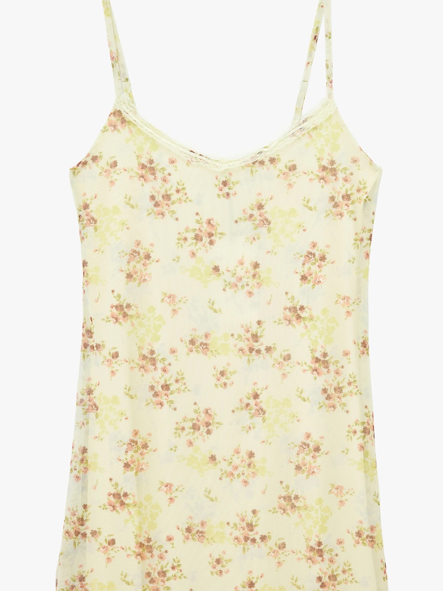 Yellow Floral Sheath Midi Dress for Daytime