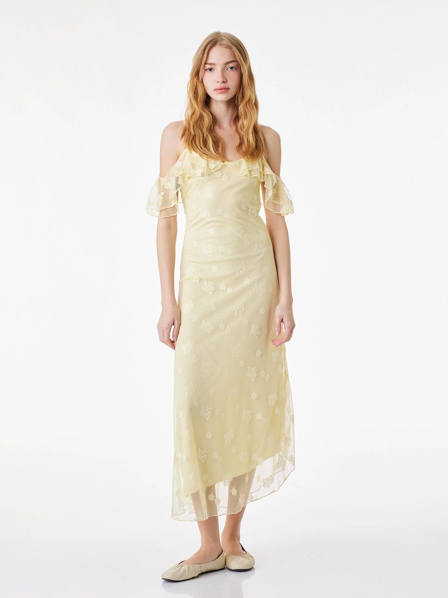 Yellow Sleeveless Midi Sheath Dress for Daytime