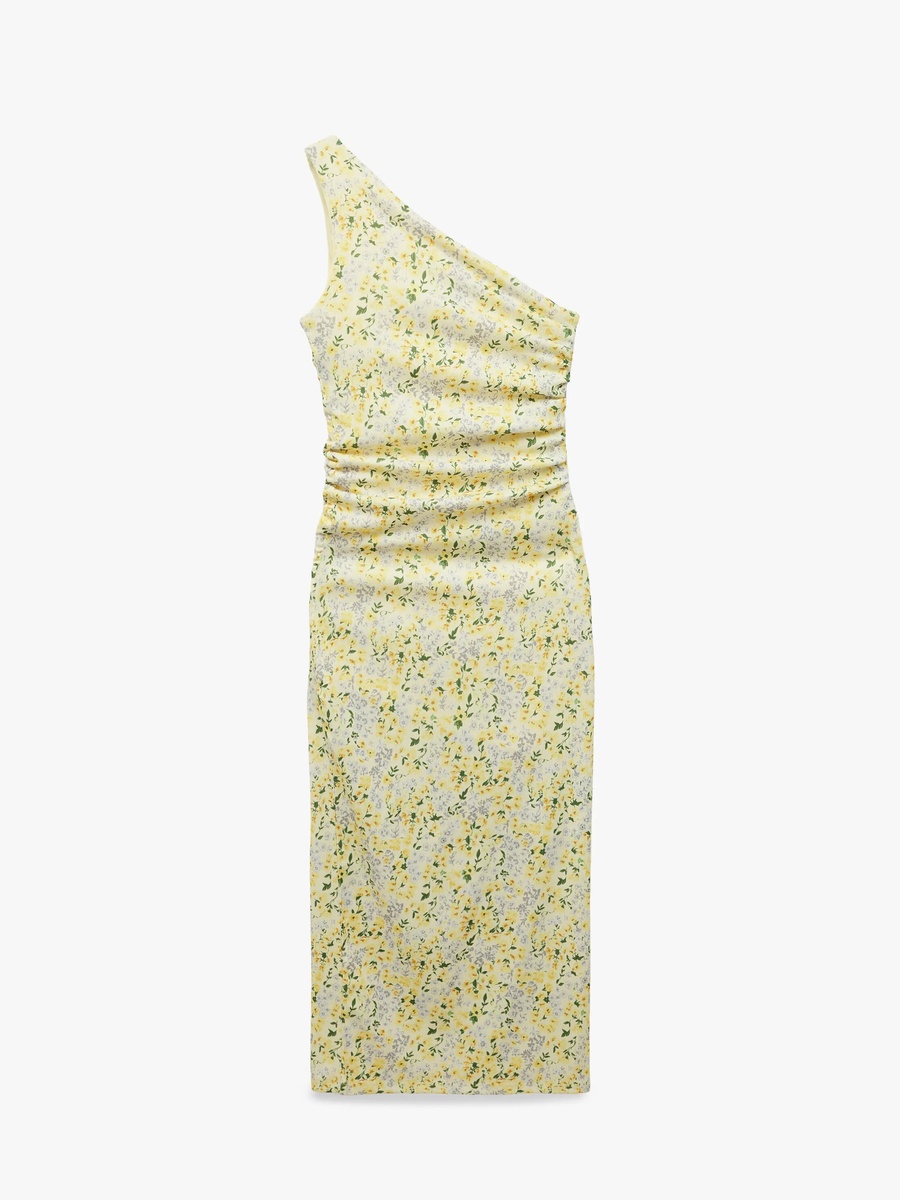 Yellow Floral Sleeveless Midi Sheath Dress for Daytime