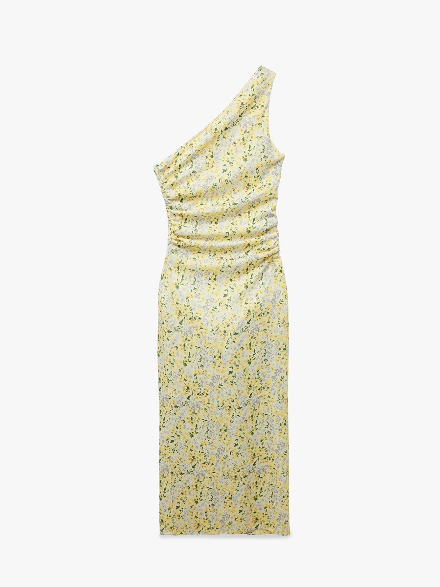 Yellow Floral Sleeveless Midi Sheath Dress for Daytime