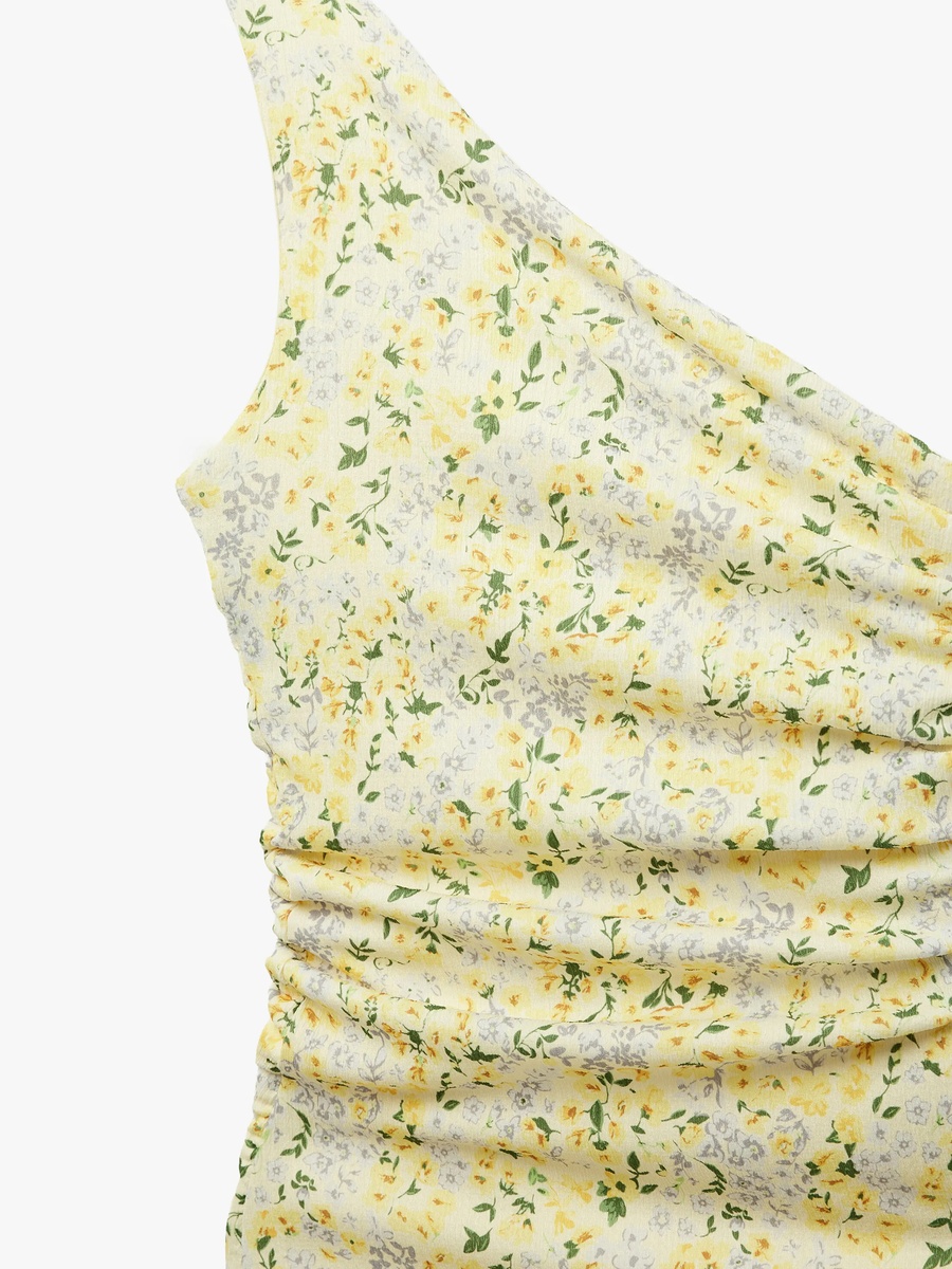 Yellow Floral Sleeveless Midi Sheath Dress for Daytime