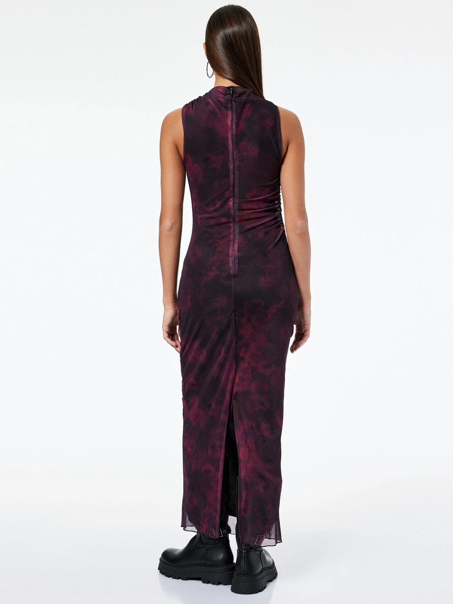 Burgundy Sleeveless A-Line Ankle-Length Dress