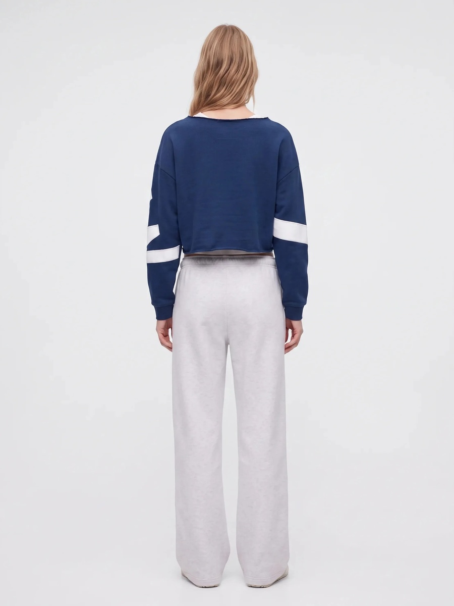 Womens Navy Blue Cropped University Sweatshirt