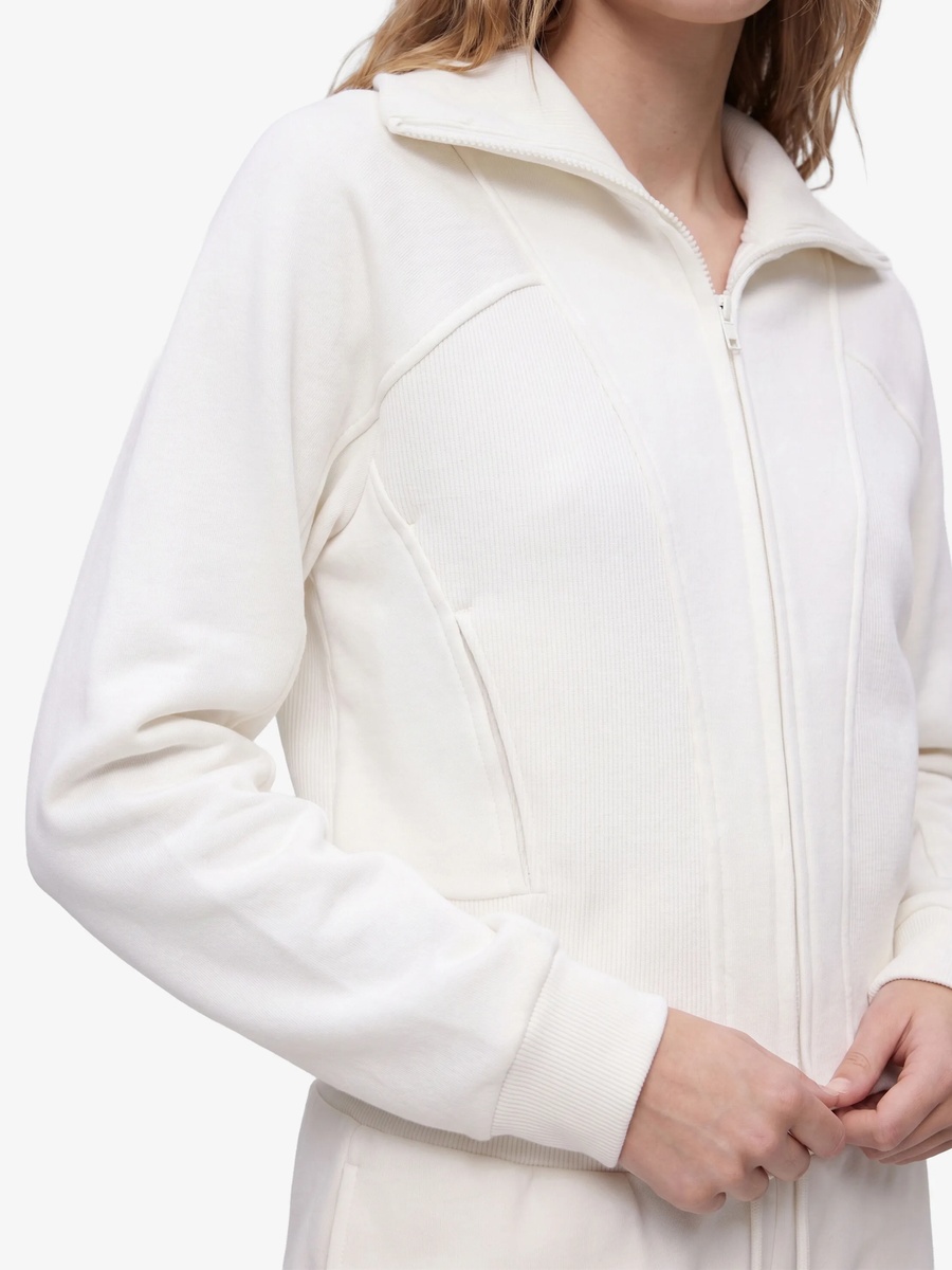 Womens Regular Fit Zip-Up Hoodie - Beige