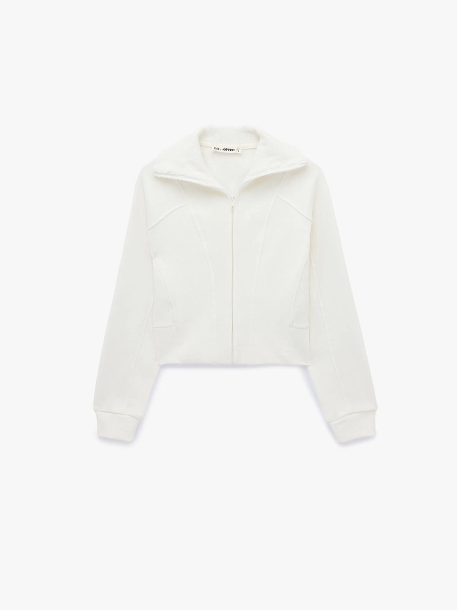 Womens Regular Fit Zip-Up Hoodie - Beige
