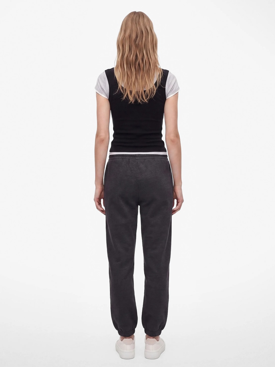 Womens Grey Poly Blend Mid-Rise Joggers