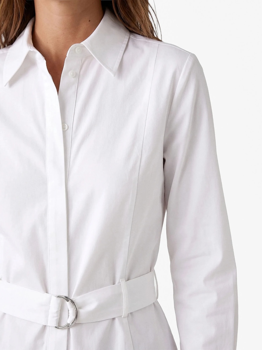 Elegant White Long Sleeve Shirt with Belt