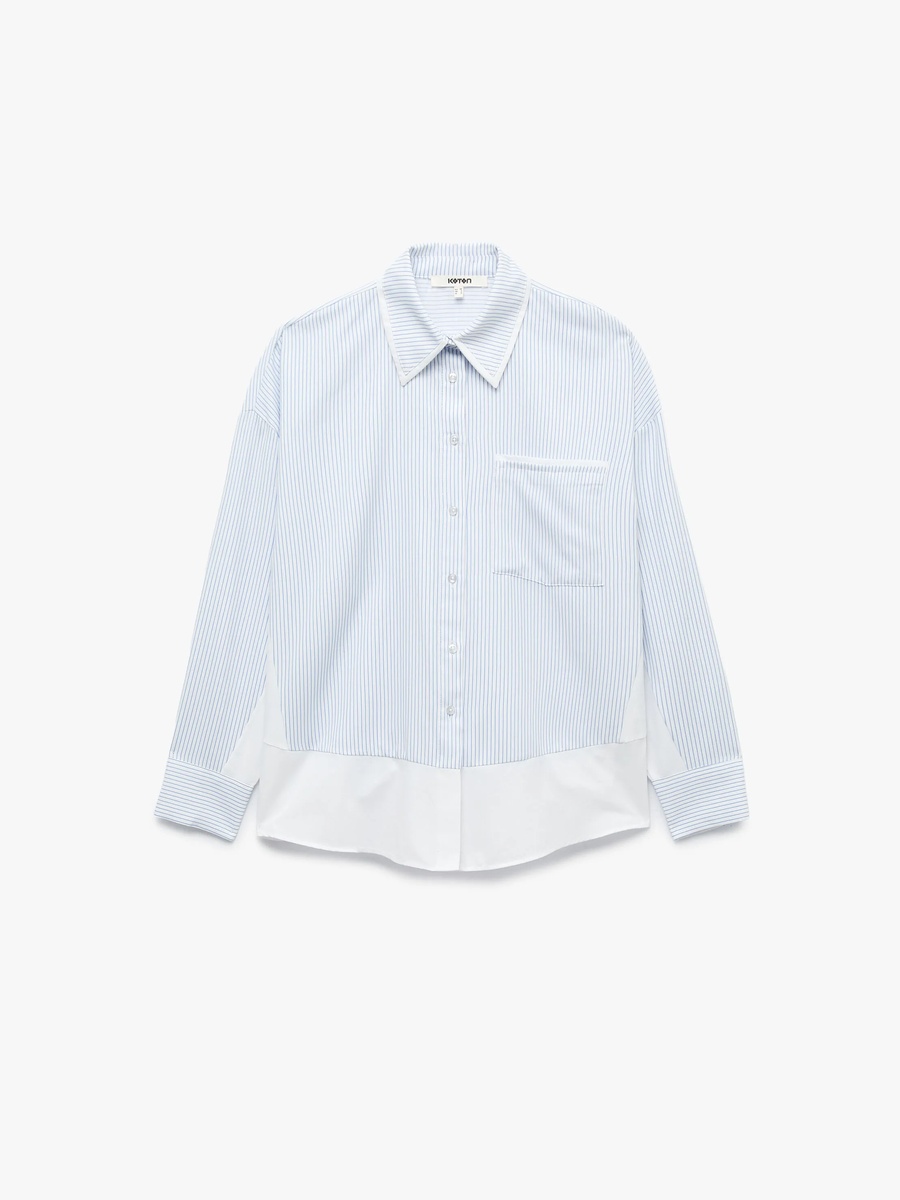 Womens Striped Long Sleeve Button-Up Shirt
