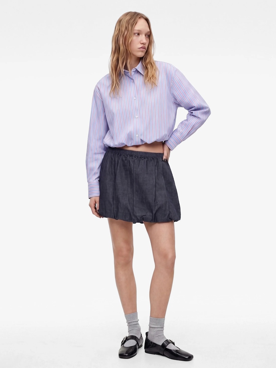 Blue Striped Long Sleeve Button-Up Shirt