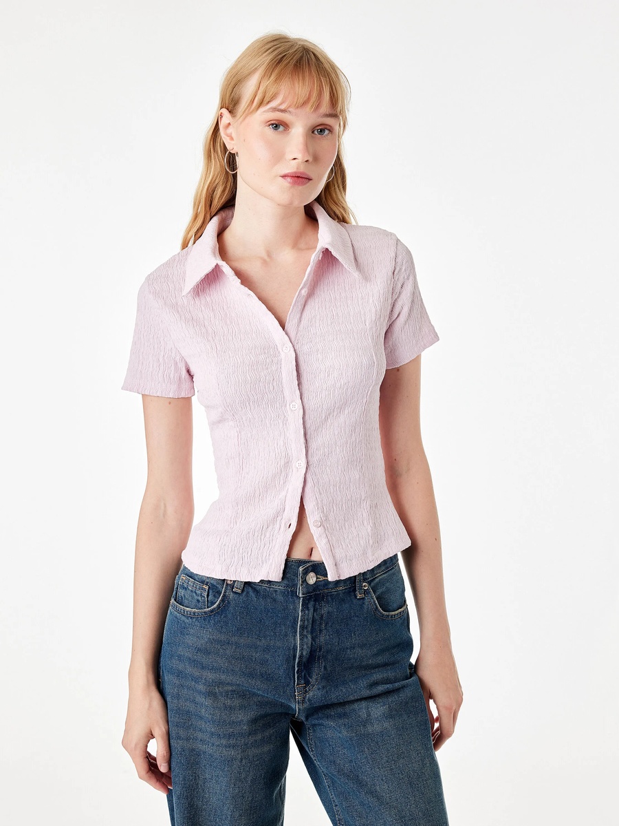 Pink Short Sleeve Collared Shirt