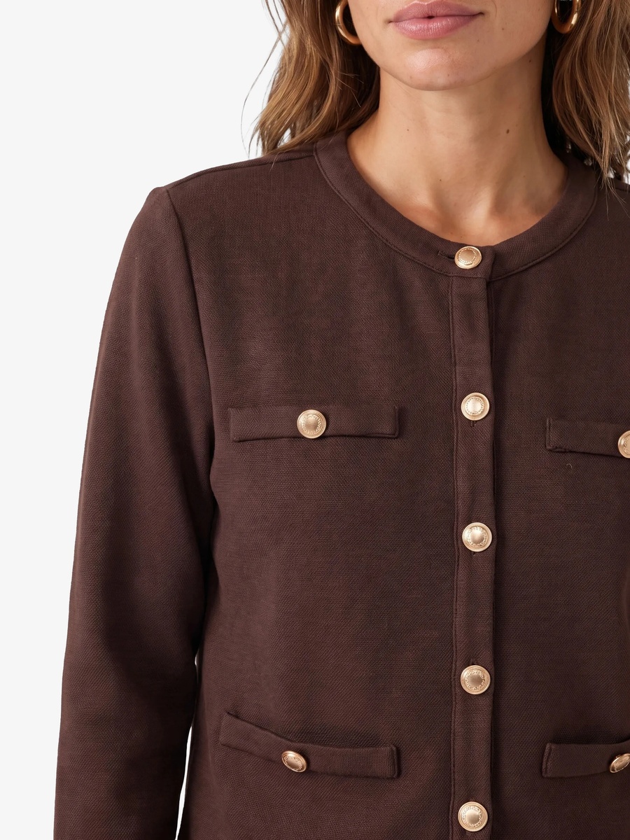 Womens Brown Regular Fit Jumper Cardigan