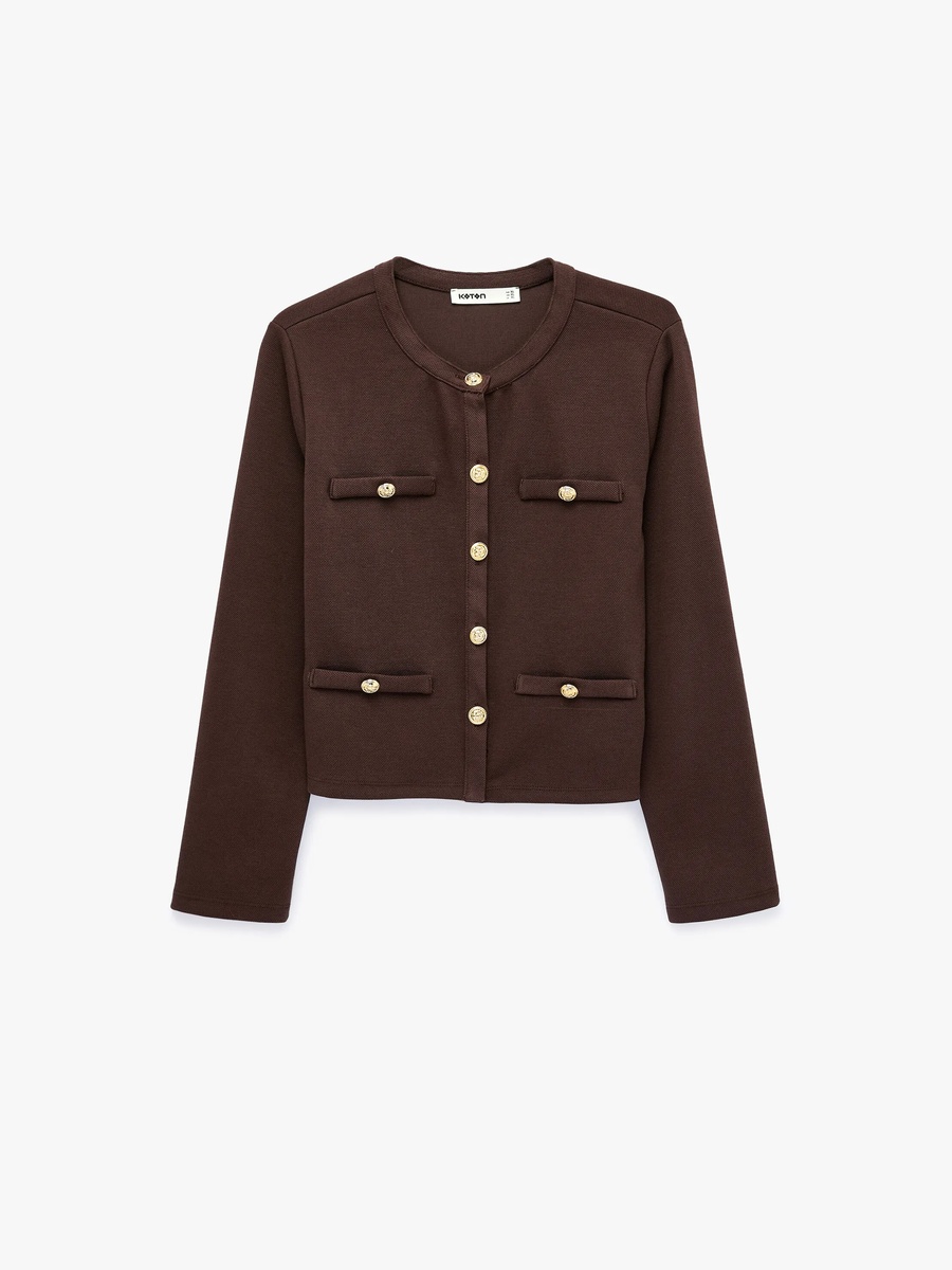 Womens Brown Regular Fit Jumper Cardigan