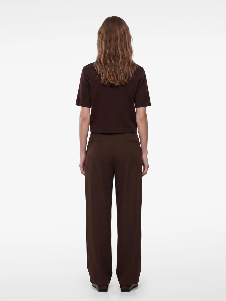 Brown Cropped Knit Jumper with Gold Buttons