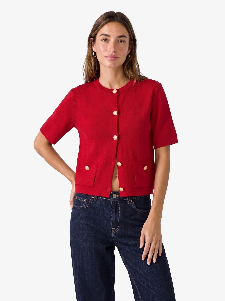 Red Cropped Jumper Cardigan