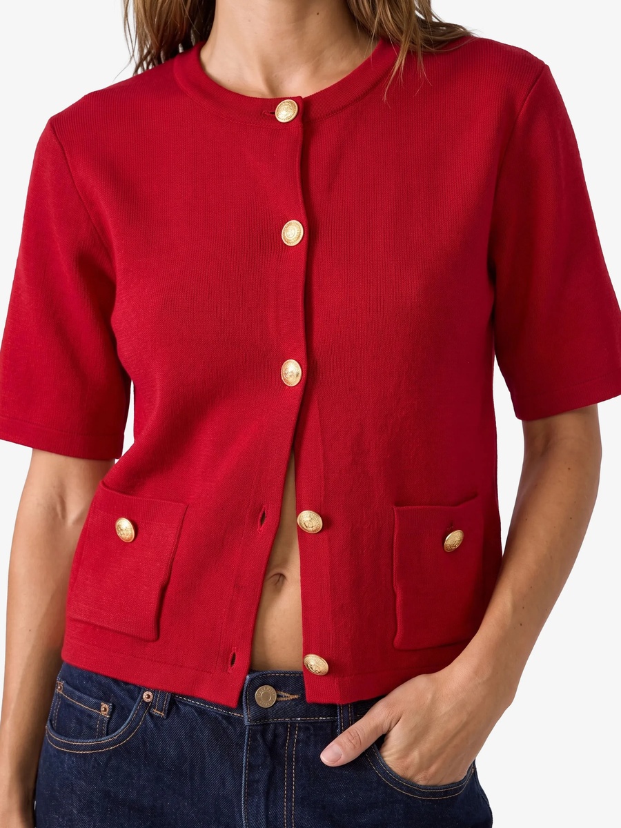 Red Cropped Jumper Cardigan