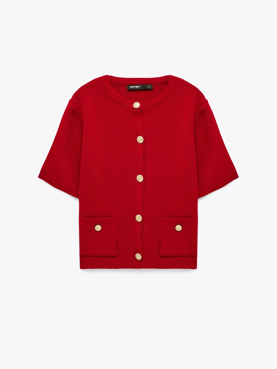 Red Cropped Jumper Cardigan