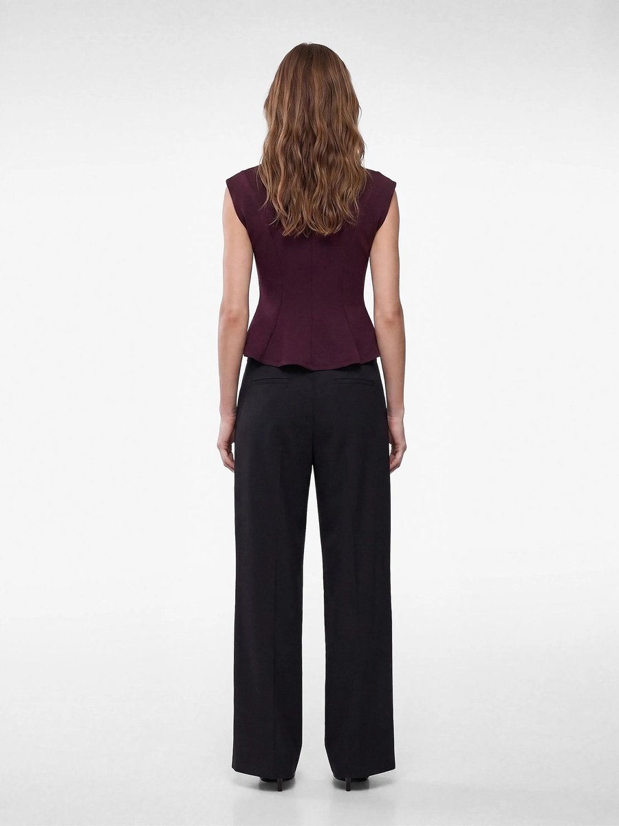Burgundy Sleeveless Peplum Top