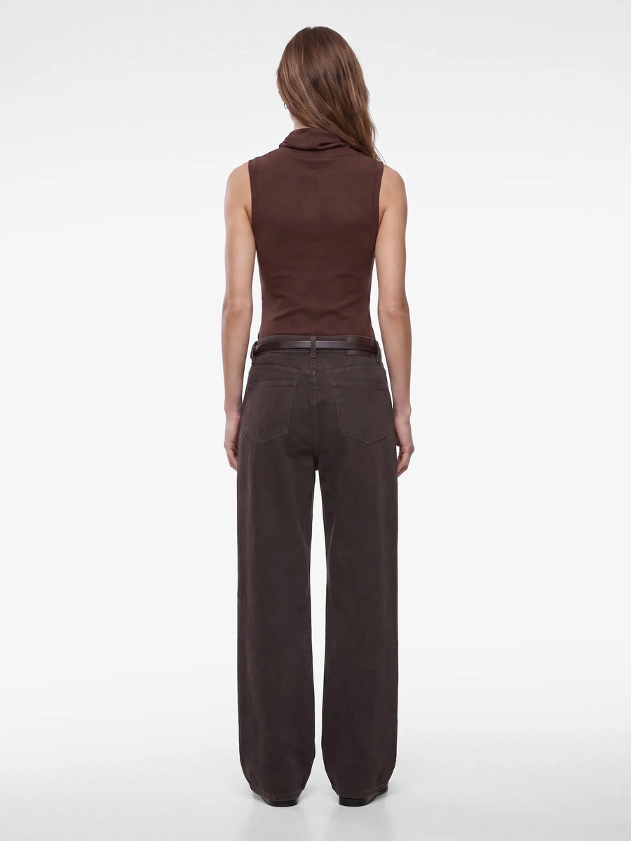 Brown Sleeveless Cowl Neck Top