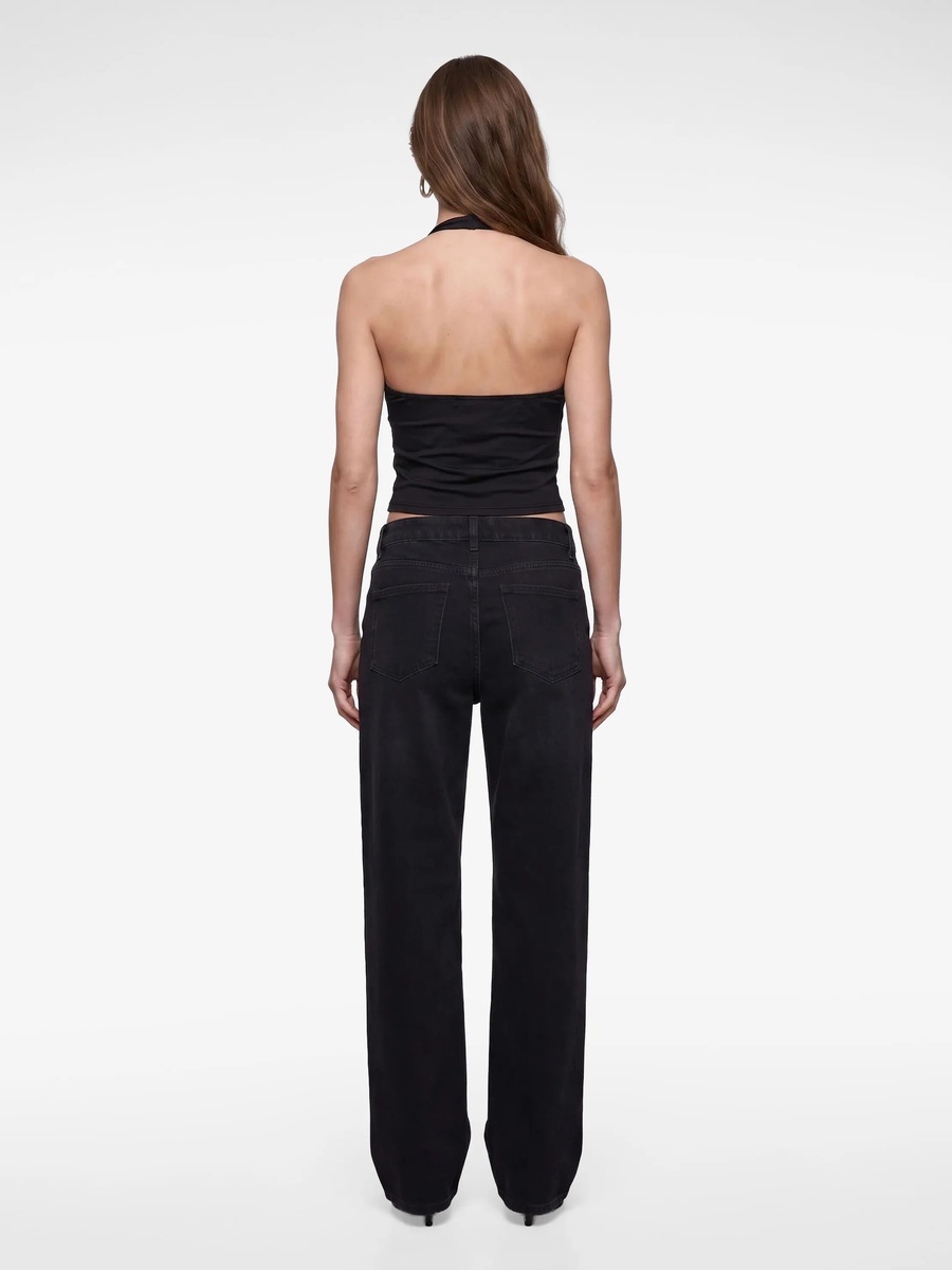 Black Sleeveless Cowl Neck Crop Top