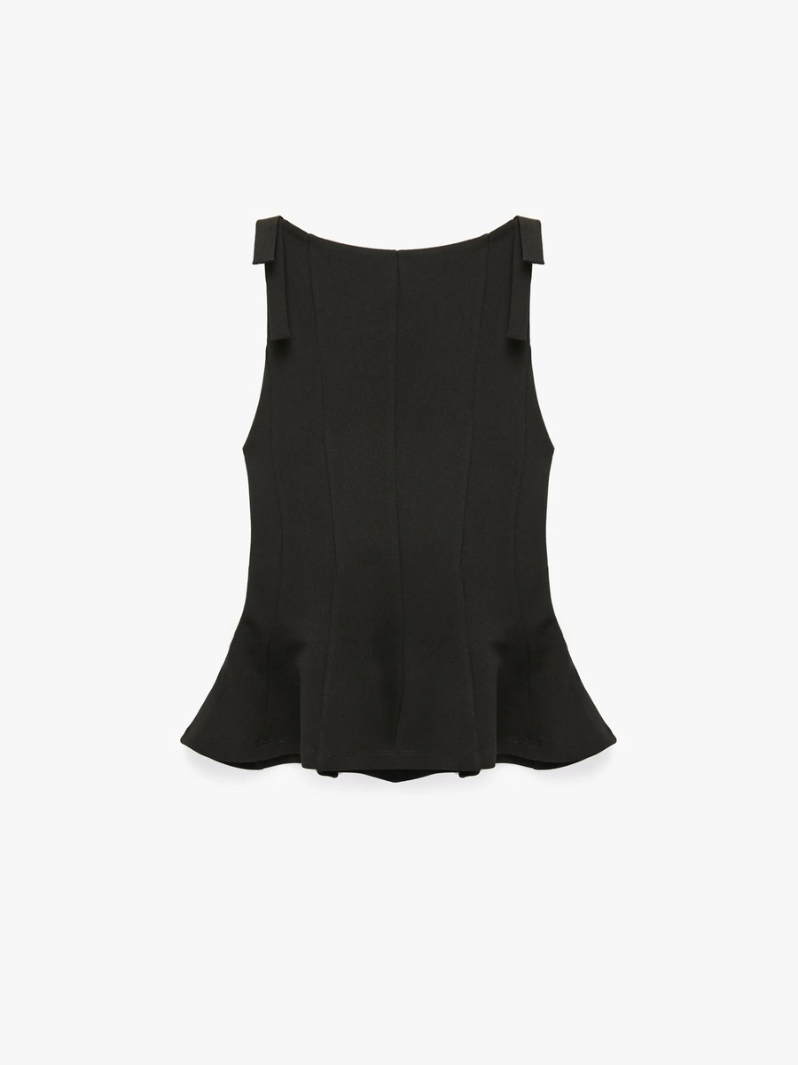 Black Sleeveless Peplum Crop Top