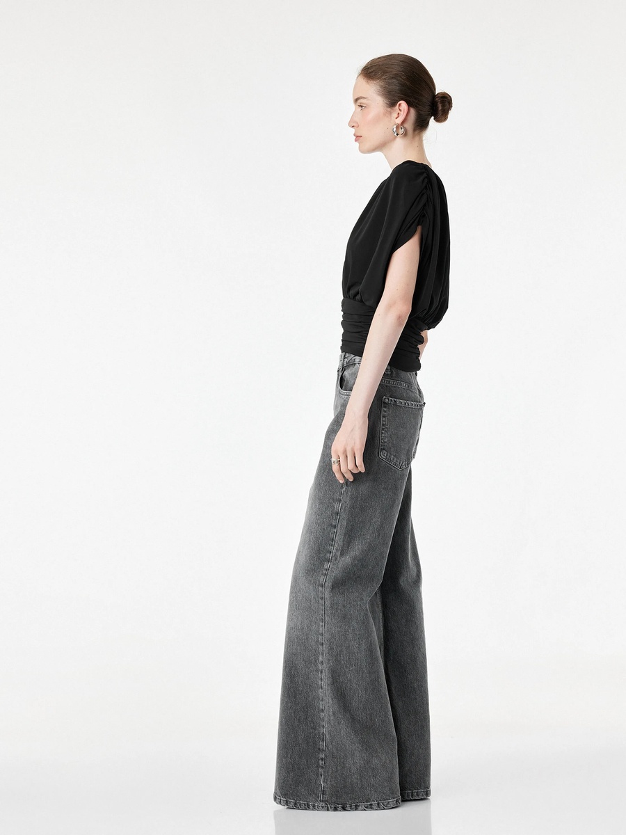 Black Draped Sleeveless Top