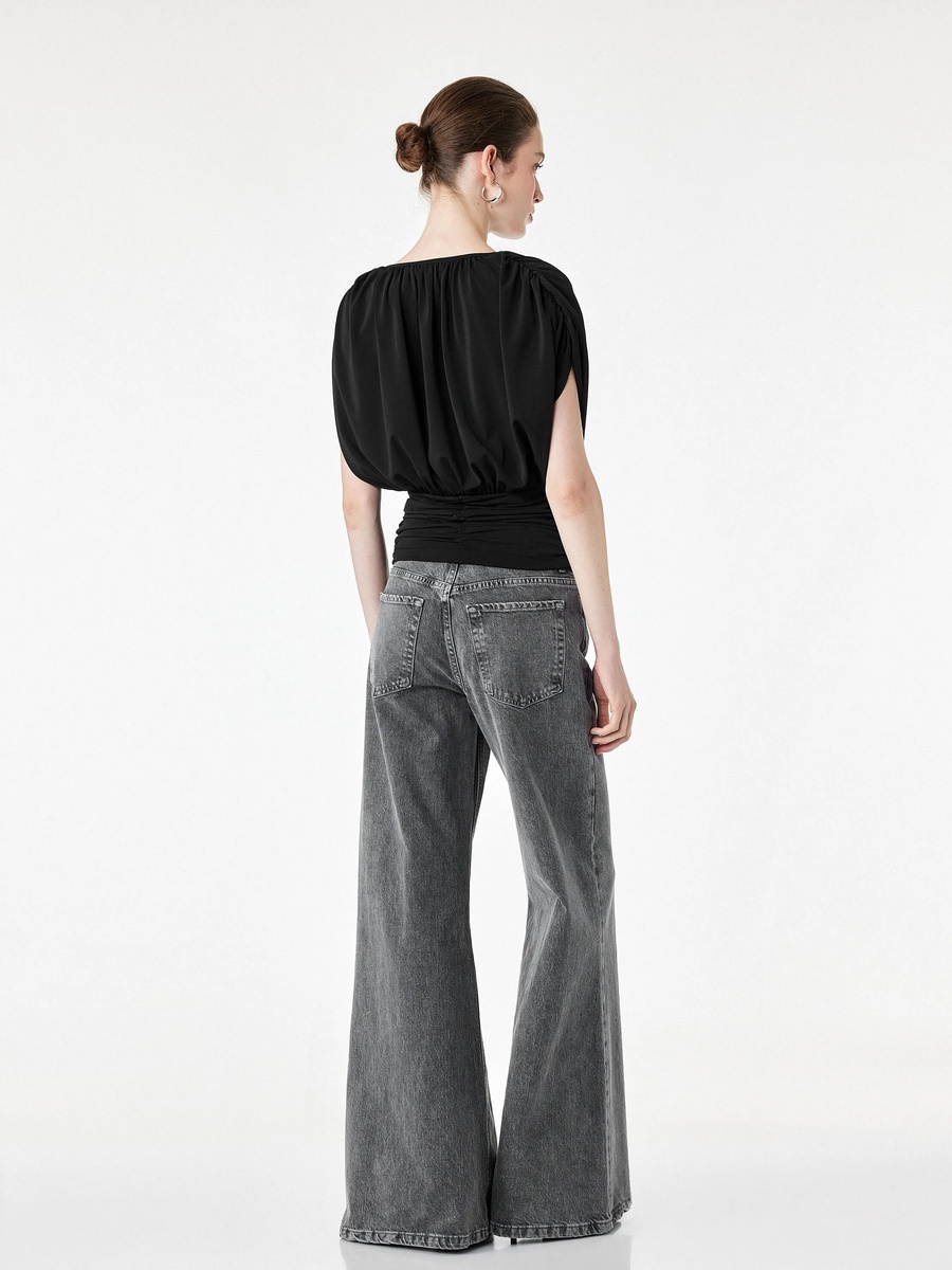 Black Draped Sleeveless Top