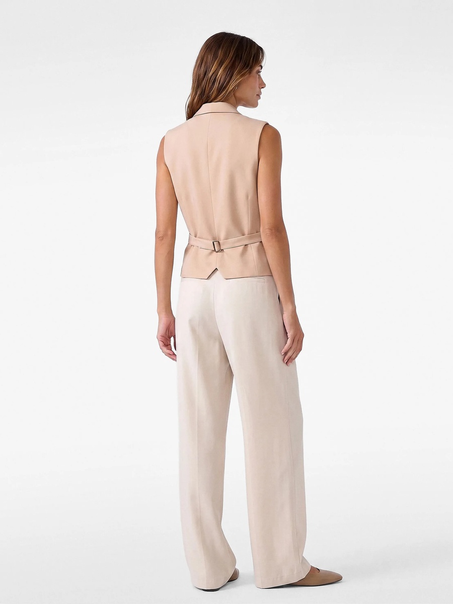 Beige Sleeveless Tailored Waistcoat