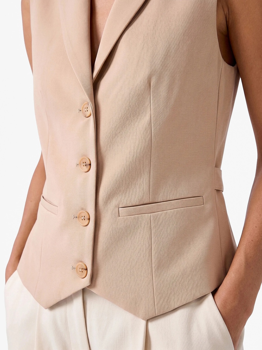 Beige Sleeveless Tailored Waistcoat