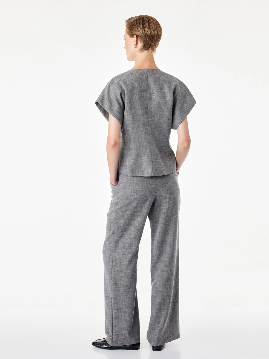 Grey Short Sleeve Wrap Top