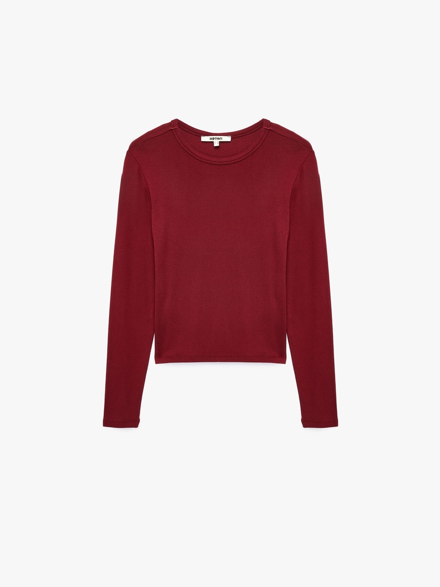 Burgundy Long Sleeve Crop Top