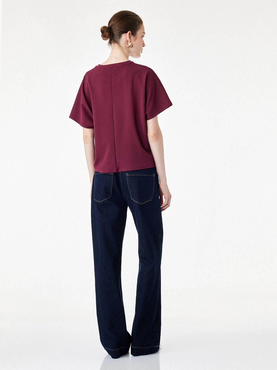 Chic Purple Short Sleeve Top with Shoulder Buttons