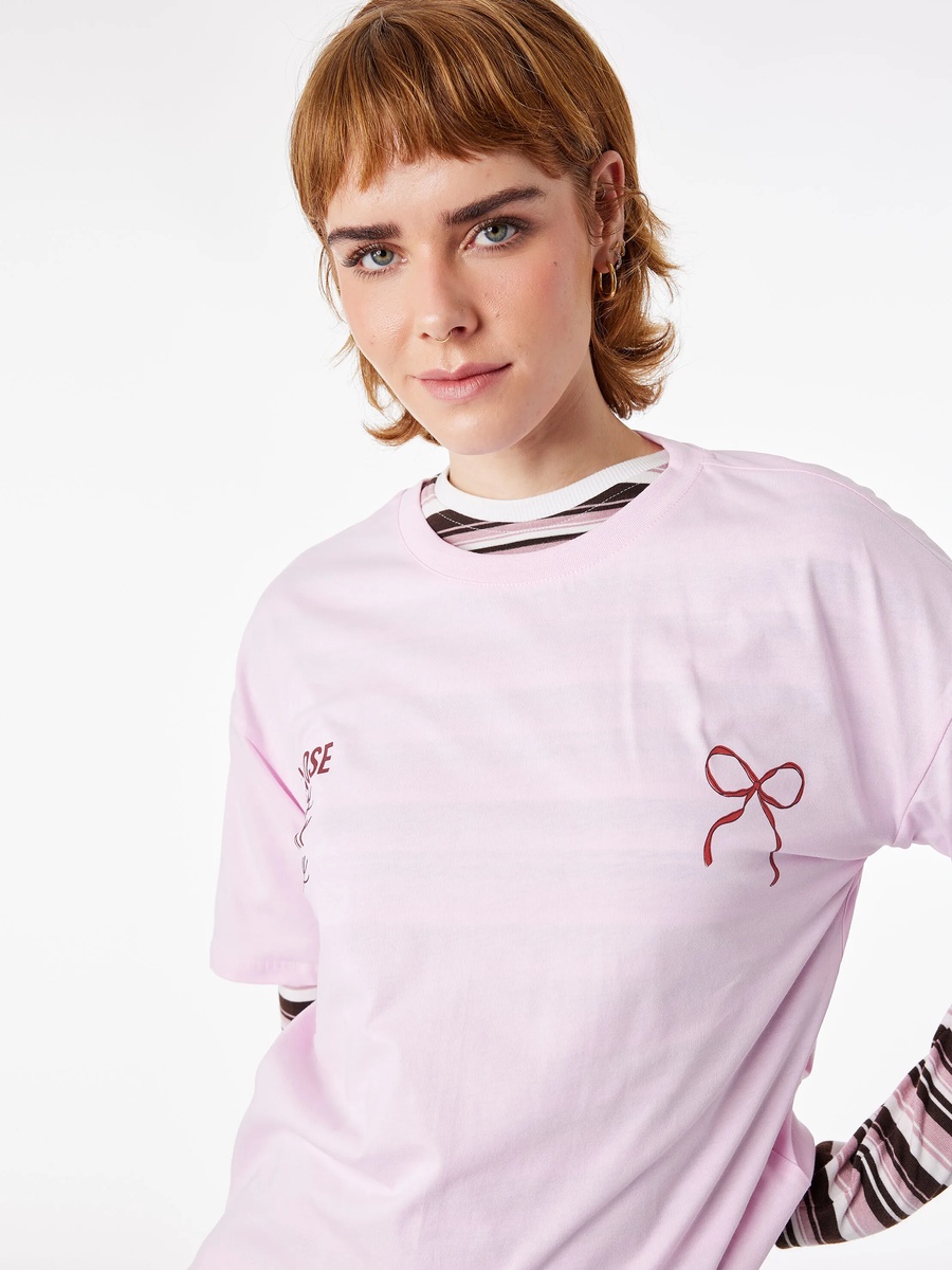 Pink Graphic Print Crew Neck T-Shirt