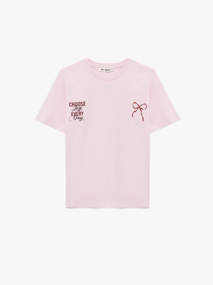 Pink Graphic Print Crew Neck T-Shirt