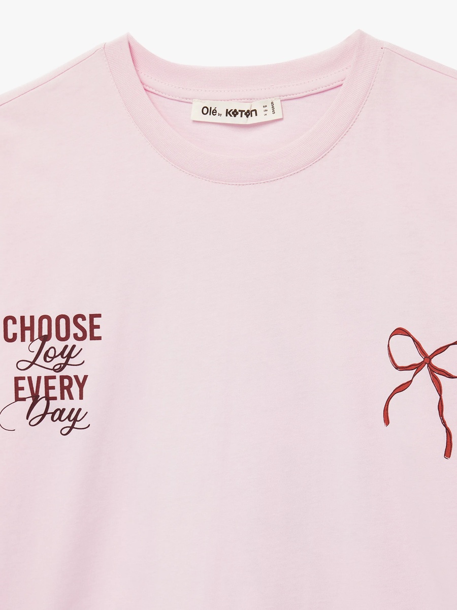 Pink Graphic Print Crew Neck T-Shirt