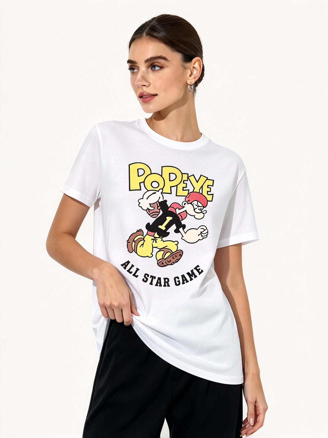 White Printed Round Neck Regular T-Shirt