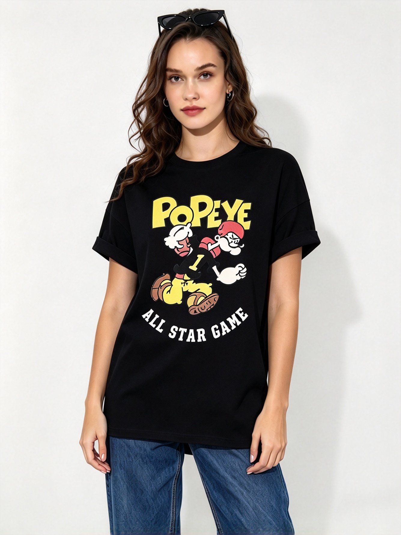 Black Printed Round Neck Regular T-Shirt