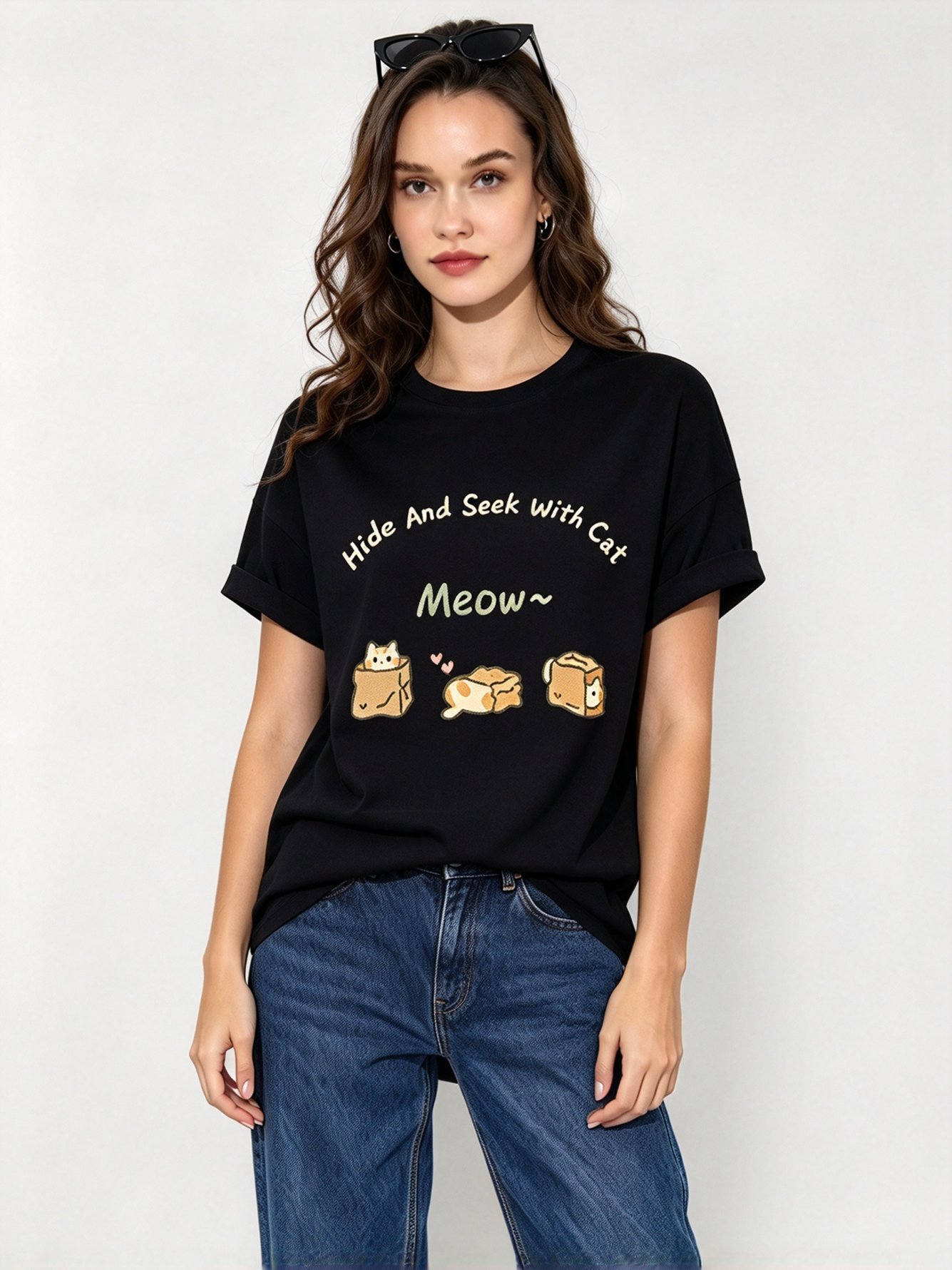 Black Printed Round Neck Regular T-Shirt