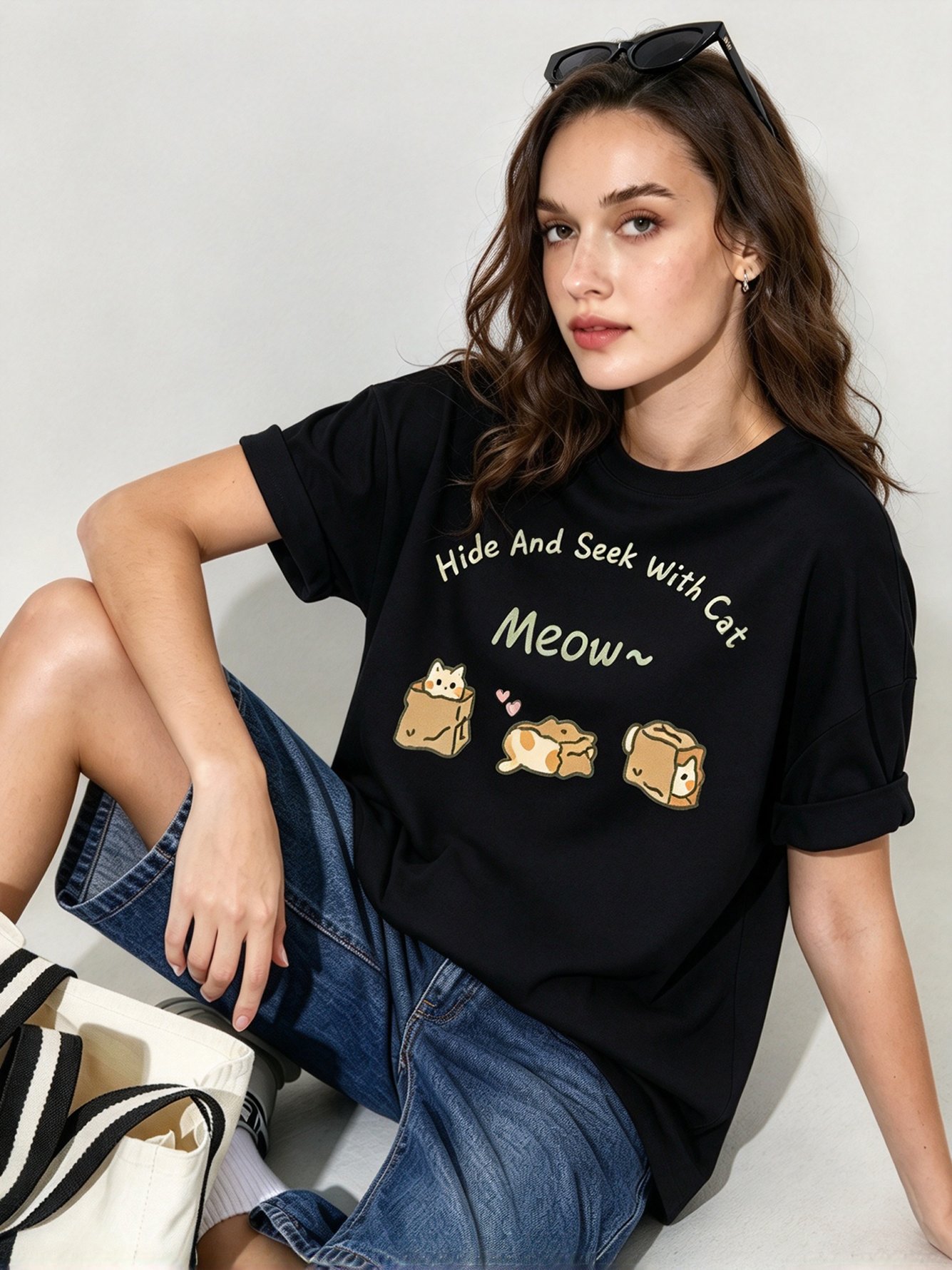 Black Printed Round Neck Regular T-Shirt