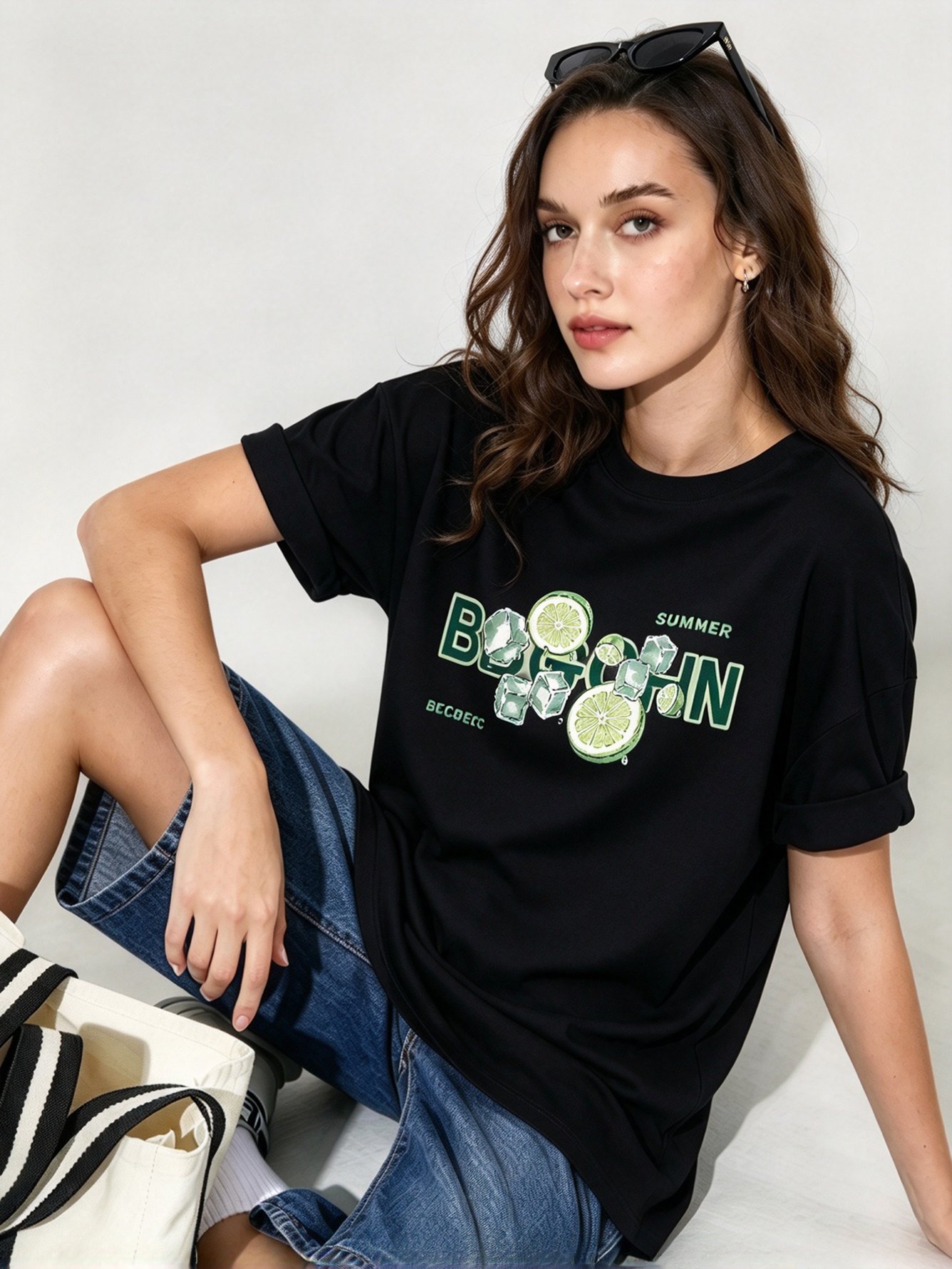 Black Printed Round Neck Regular T-Shirt