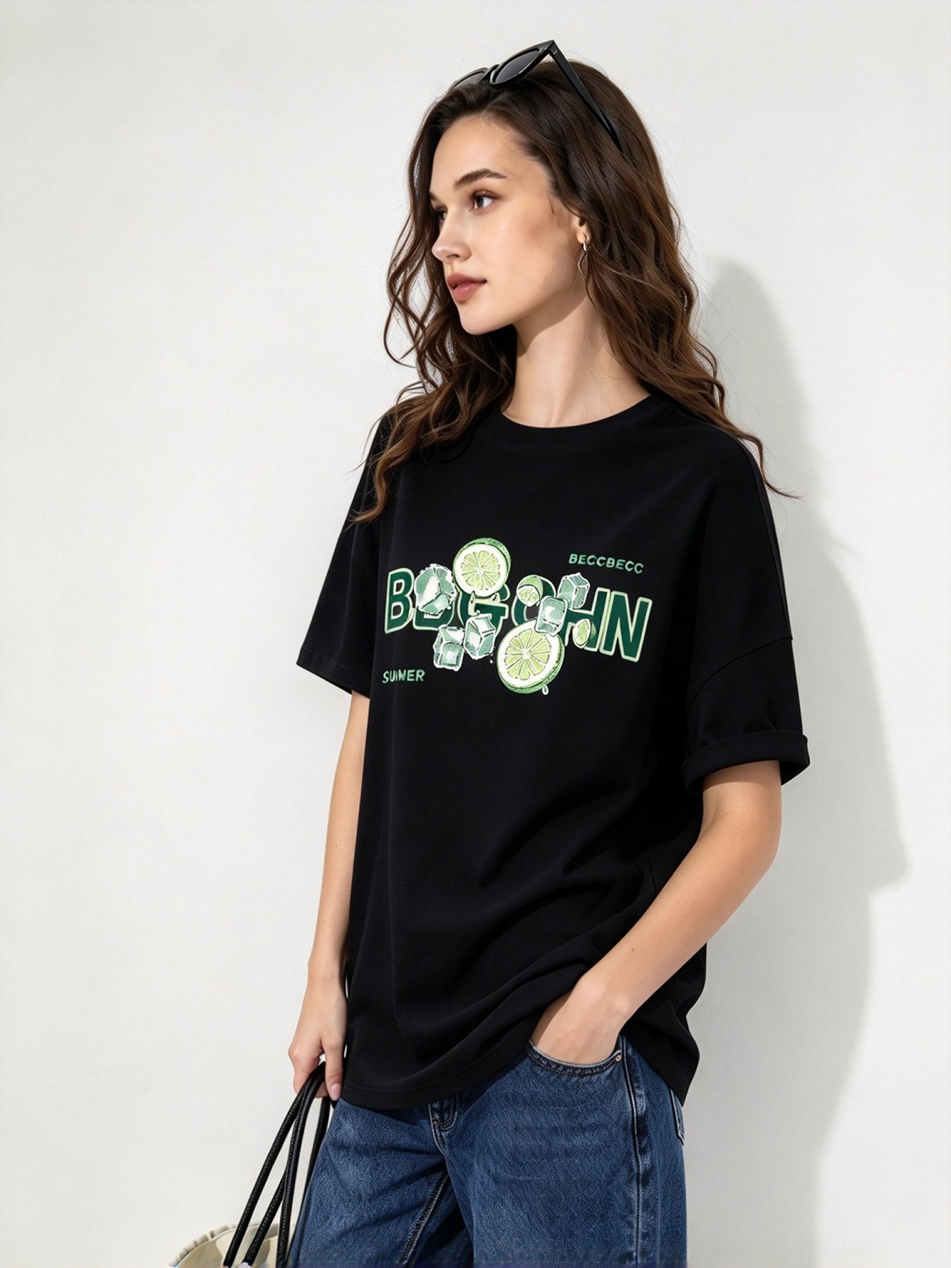 Black Printed Round Neck Regular T-Shirt