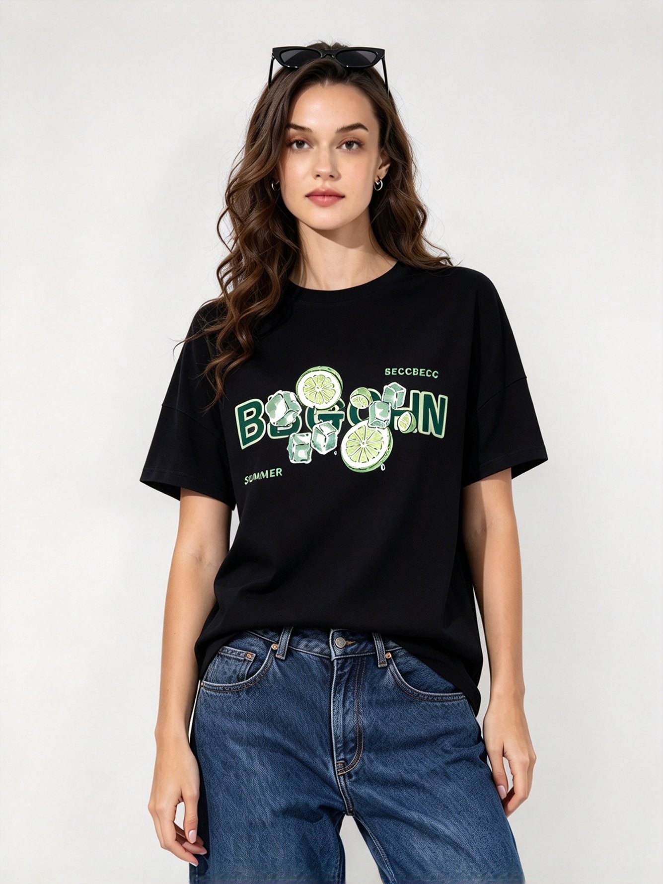 Black Printed Round Neck Regular T-Shirt
