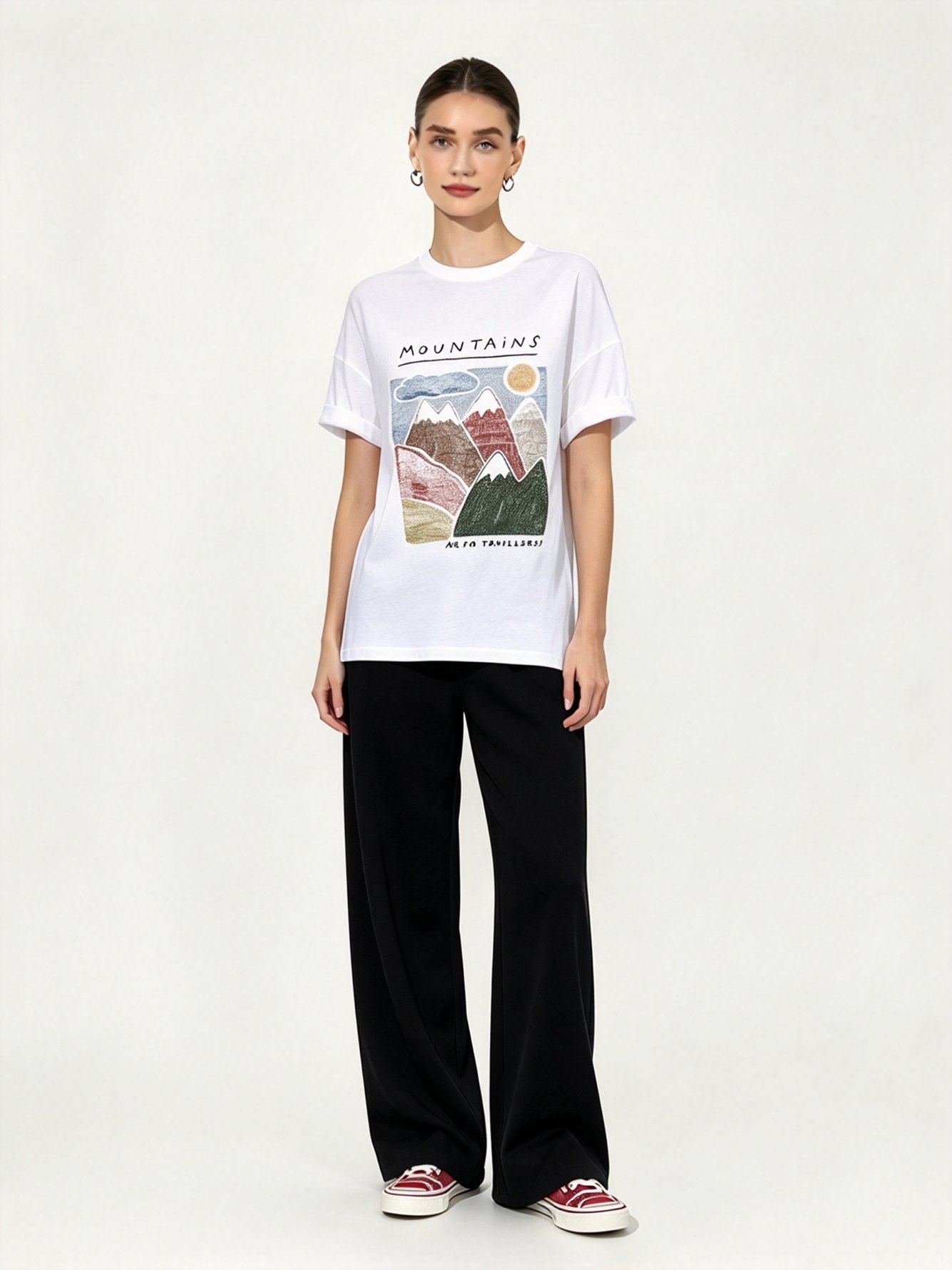 White Printed Round Neck Regular T-Shirt