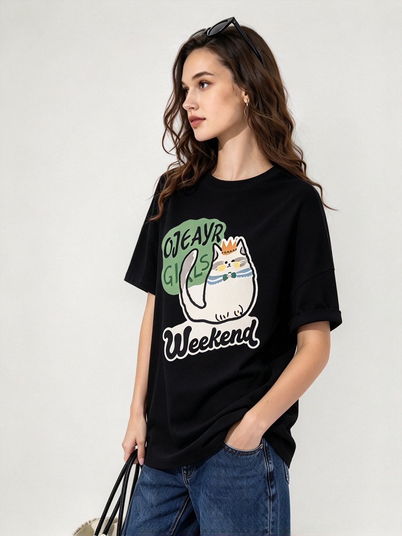 Black Printed Round Neck Regular T-Shirt