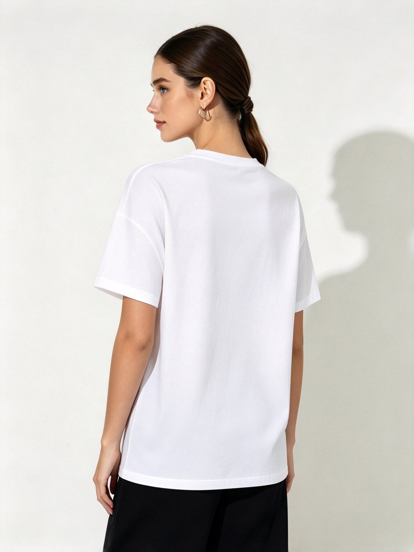 White Printed Round Neck Regular T-Shirt