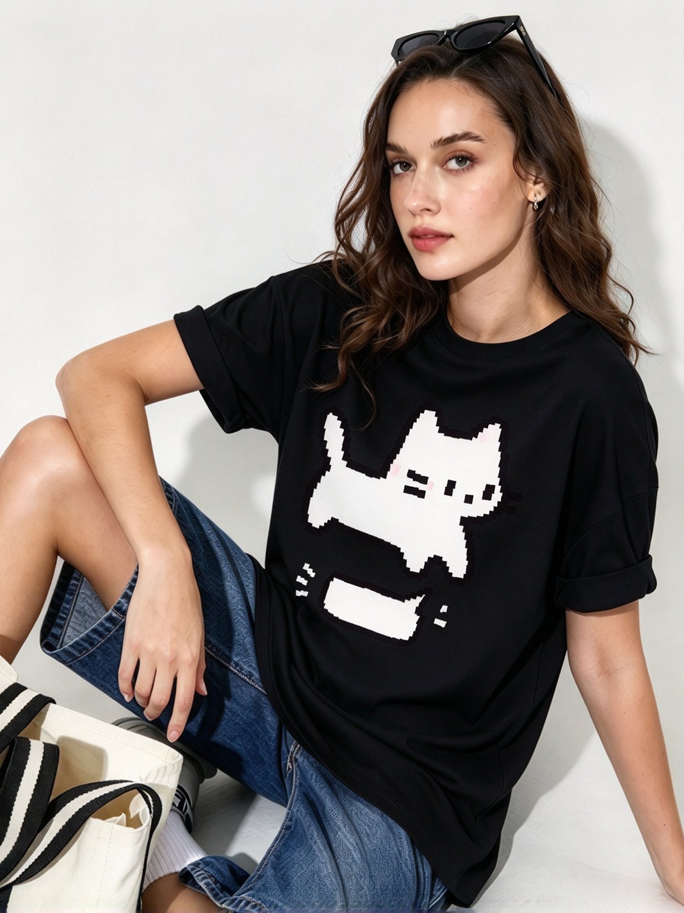 Black Printed Round Neck Regular T-Shirt